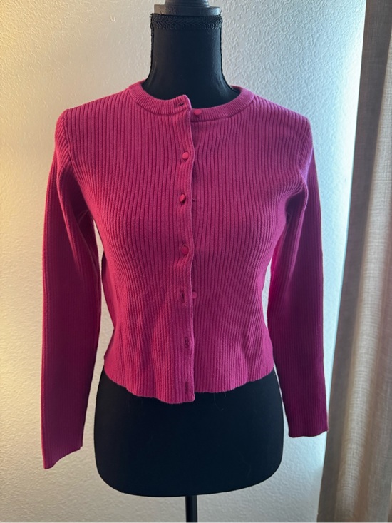 Sezane Sweaters - Sezane Women's Crewneck Button-Front Sweater - Fuchsia Pink